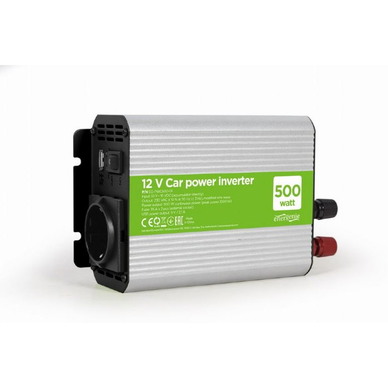 Gembird Autós inverter 500W USB port - Feszültség átalakító (EG-PWC500-01) (EG-PWC500-01)
