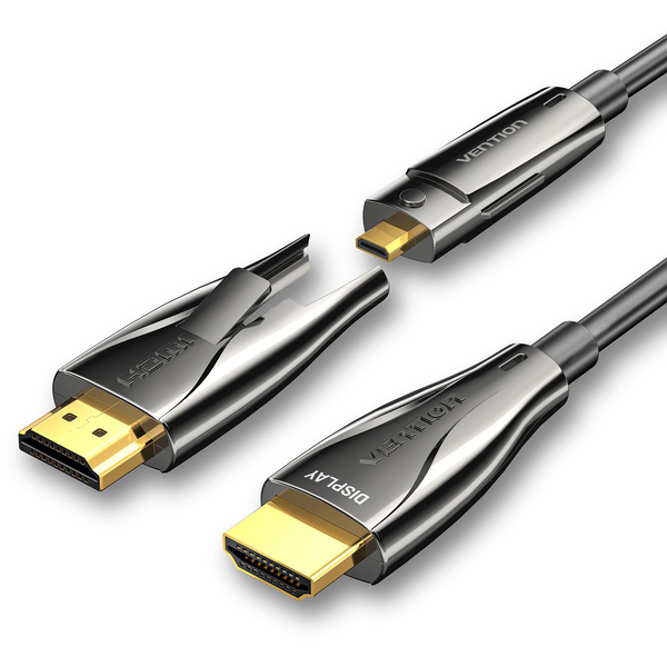 Vention Detachable Optical HDMI-A Male to HDMI-D + HDMI-A Male 4K Cable 30M Black