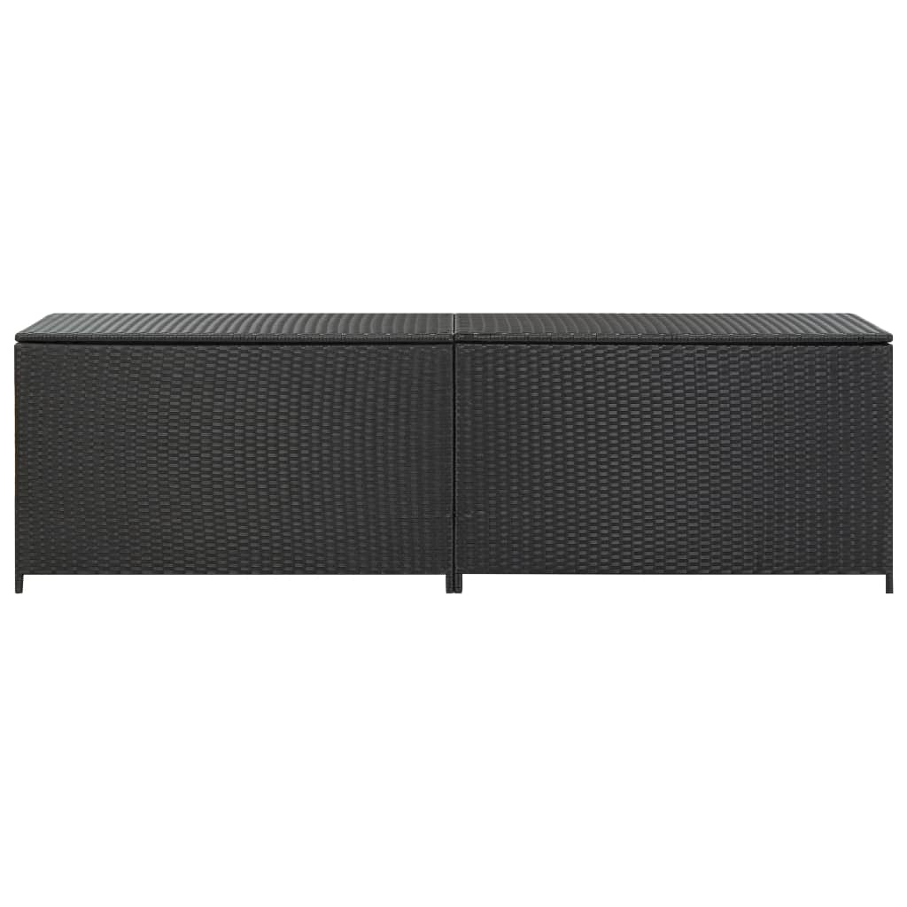 fekete kerti polyrattan tárolóláda 200 x 50 x 60 cm (46474)