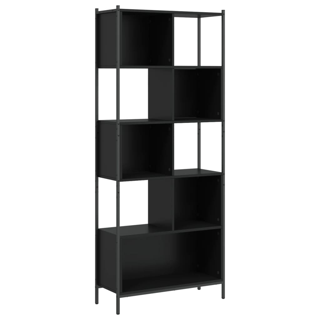 fekete szerelt fa könyvszekrény 72x28x172 cm (3213652)