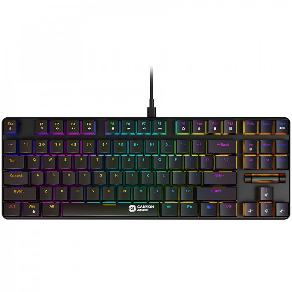 Клавиатура Canyon Cometstrike TKL GK-50 EN/HU — CND-SKB50-HU, унгарска подредба, черна