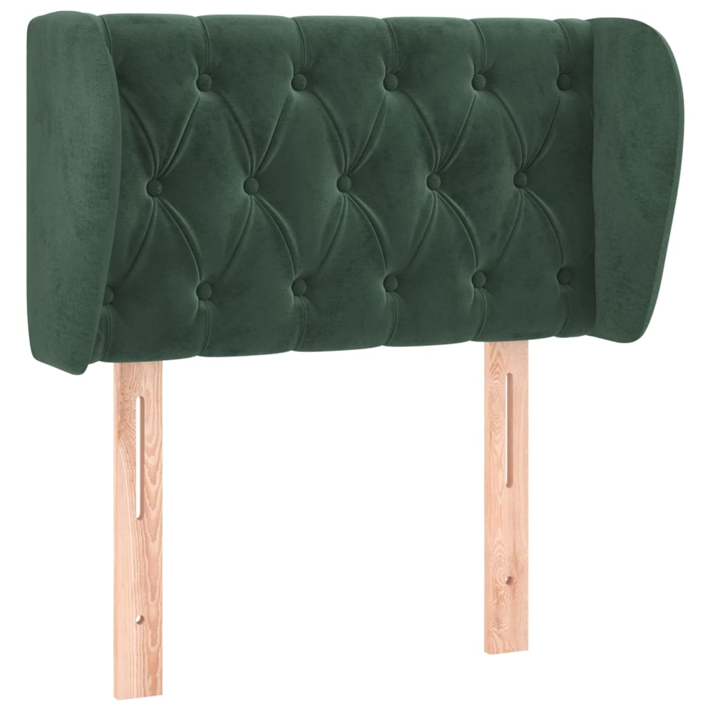 sötétzöld bársony fejtámla szárnyakkal 83x23x78/88 cm (3117513)