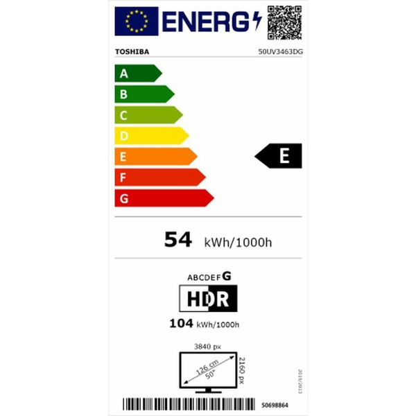 LED TV Toshiba 50UV3463DG 50" 4K UHD fekete