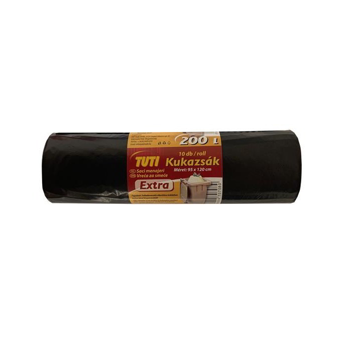 Tuti Extra Szemeteszsák 200 l (10 db / tekercs) - Fekete (PDP_026)