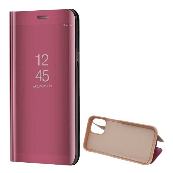 Tok álló (aktív FLIP, oldalra nyíló, asztali tartó funkció, tükrös felület, Mirror View Case) ROZÉARANY [Apple iPhone 12 Pro] (5996457999859)