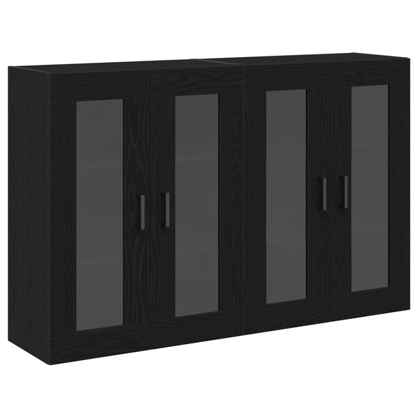Mobilier de perete 2 buc Negru Stejar 69,5x34x90 cm Lemn prelucrat