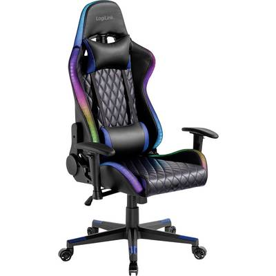 LogiLink EO0076 Gamer szék RGB világítással, 150 kg-ig, fekete