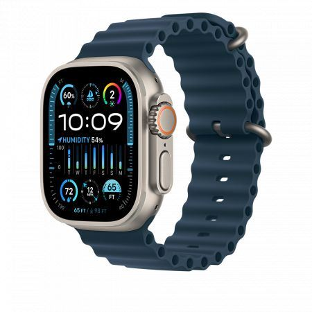 Apple Watch Ultra 2 + Cellular 49mm titántok, óceán kék szíj (MREG3)