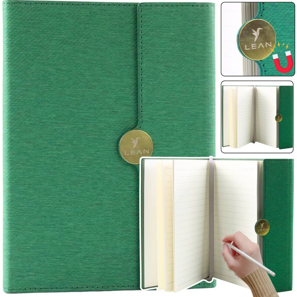 Irodai Jegyzetfüzet Mágneses A5-ös Notebook, Zöld Borítóval Bélelve 20684 (5905991029724)