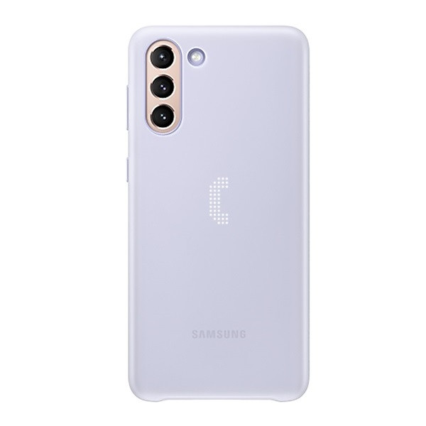 Samsung Galaxy S21 Plus 5G SM-G996, Műanyag hátlap védőtok, ultravékony, LED világítás, lila, gyári (8806090839948)
