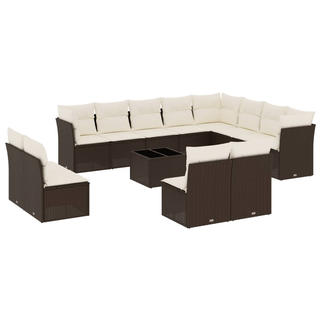 13 részes barna polyrattan kerti ülőgarnitúra párnákkal (3218483)