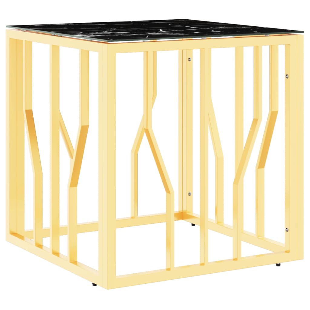 ezüstszínű üveg és rozsdamentes acél dohányzóasztal 50x50x50 cm (350044)