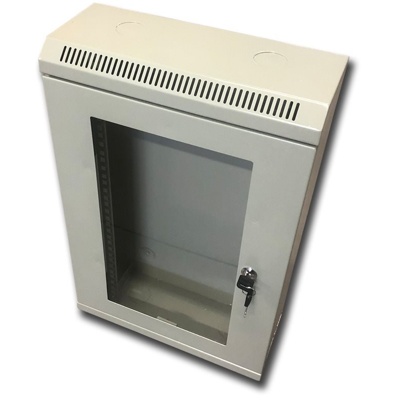 Datacom 10" 12U / 140mm, üvegajtós, szürke (7023)