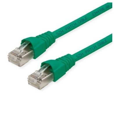 Telegärtner 100008827 RJ45 Hálózati kábel, patchkábel CAT 6A S/FTP 7.50 m Zöld Lángálló, Védővel, Lángálló, Halogénmentes, UL minősített 1 db ( )