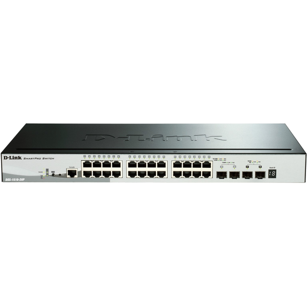D-Link DGS-1510-28P netværksswitch Administreret L3 Gigabit Ethernet (10/100/1000) Strøm over Ethernet (PoE) Sort