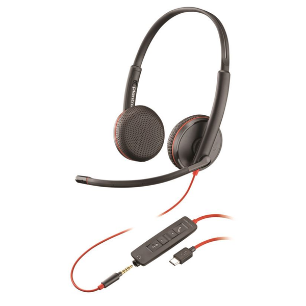 POLY Blackwire 3225 Auricolare Cablato A Padiglione Ufficio USB tipo-C Nero