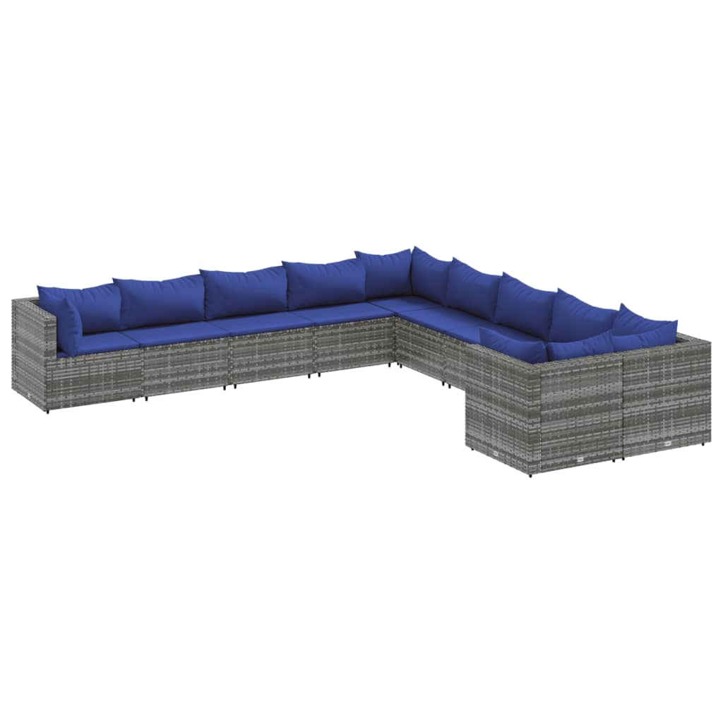 10 részes szürke polyrattan kerti ülőgarnitúra párnákkal (3308351)