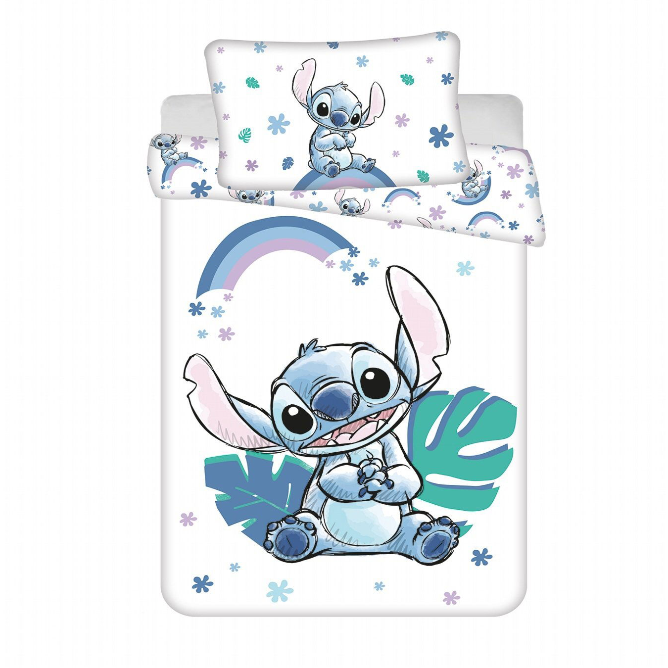 JERRY FABRICS Ágyneműhuzat - Lilo és Stitch Szivárvány, 100×135 + 40×60 cm (8592753039311)