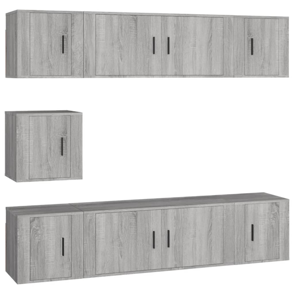 Set comode TV, 7 piese, gri sonoma, lemn compozit