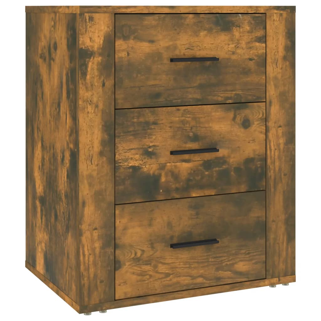 füstös tölgyszínű szerelt fa éjjeliszekrény 50 x 36 x 60 cm (816717)
