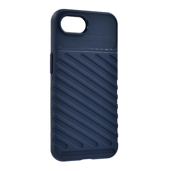 Szilikon telefonvédő (ütésállóság, csíkos, dombor minta) SÖTÉTKÉK Apple iPhone 16e "Gigapack csomagolás" (GP-168393)