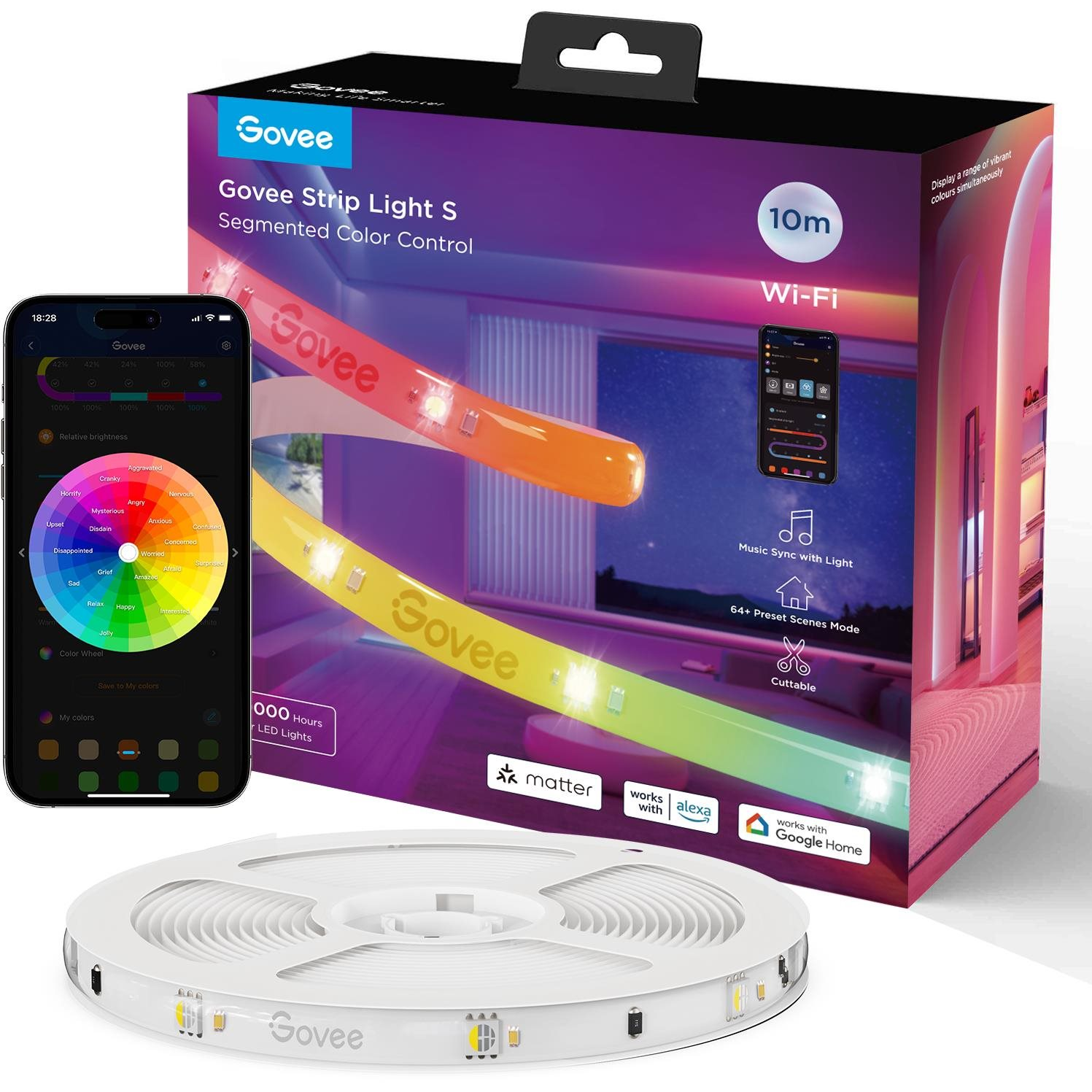 Govee RGBIC Wi-Fi + Bluetooth LED szalag 10m (H612CCD1) (H612CCD1)