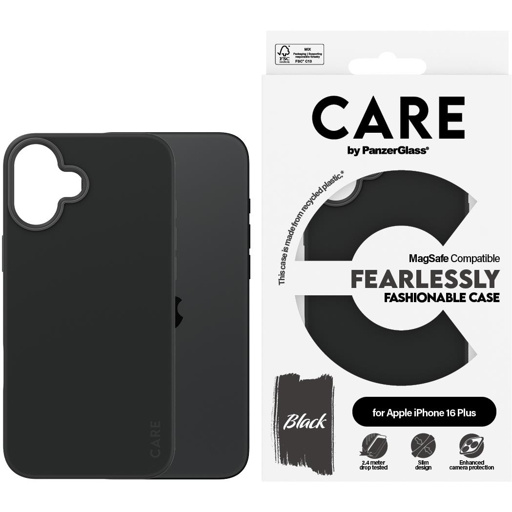 PanzerGlass CARE tok Apple iPhone 16 Plus MagSafe Fearlessly fekete (1379)