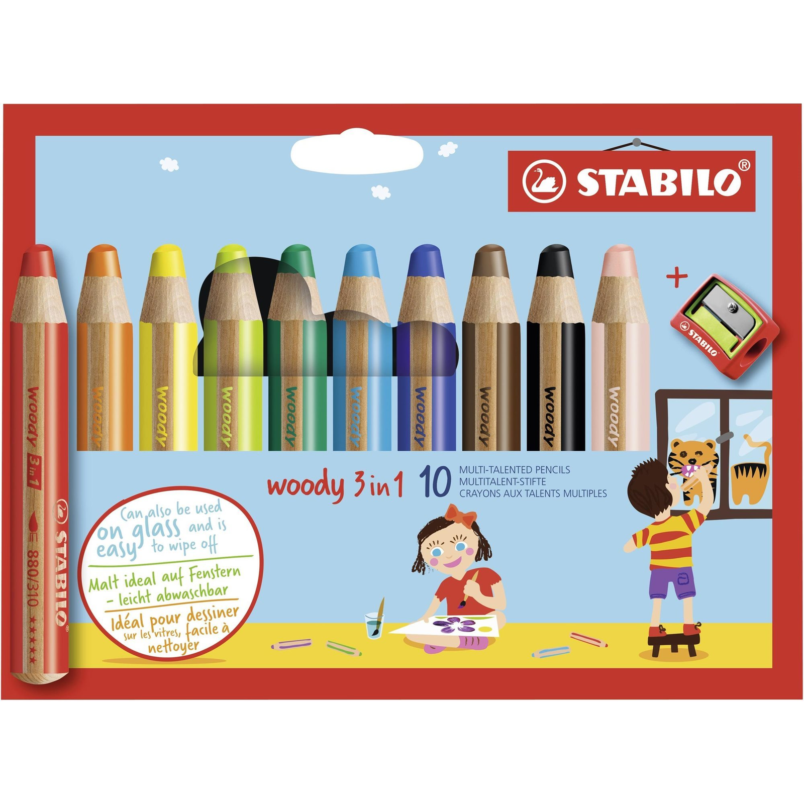 STABILO woody 3 az 1-ben 10 db tok hegyezővel (4006381346917)