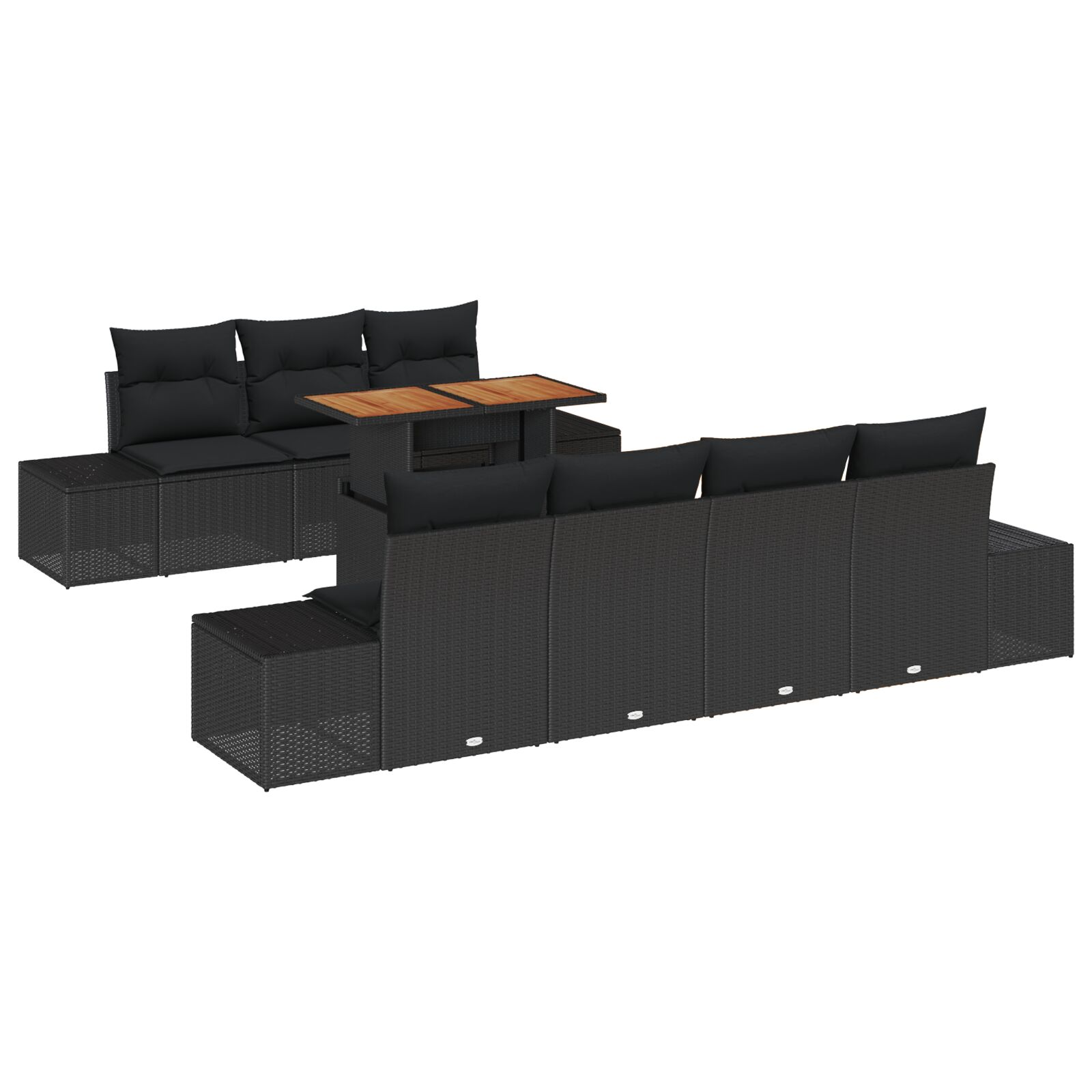 kerti kanapé szett 8 darabos Fekete és barna (3349925)