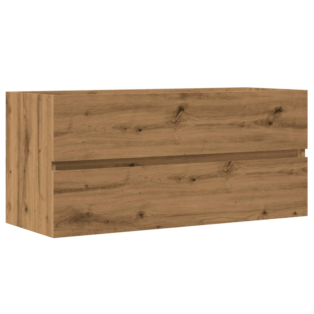 kézműves tölgy színű szerelt fa mosdószekrény 100 x 38,5 x 45cm (856253)