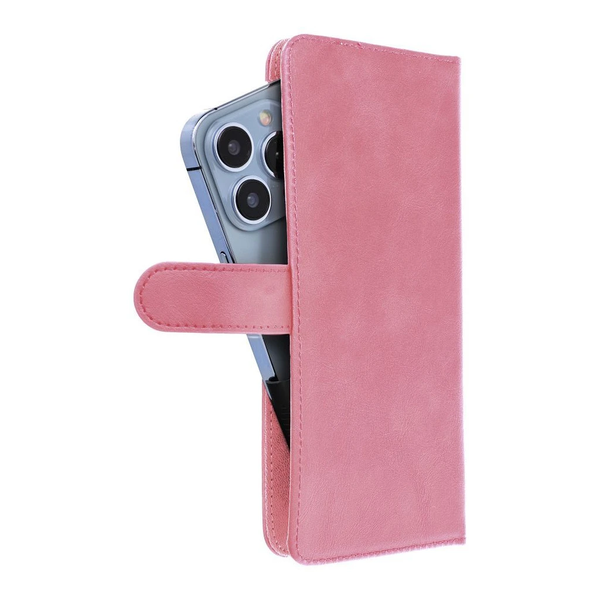 Univerzális könyvtok COMMON méret S készülékekhez: Apple iPhone 12/13, Samsung Galaxy S6, Galaxy A5 (2016), Galaxy XCover 4, Galaxy S22, Huawei P8 (2017) – rózsaszín