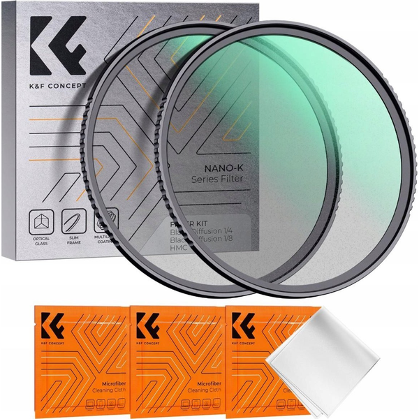 Filtr Kf Zestaw Filtrów 2w1 Filtr Black Diffusion 1/4 Oraz 1/8 K&f Concept Na 55mm / Sku.1711v1