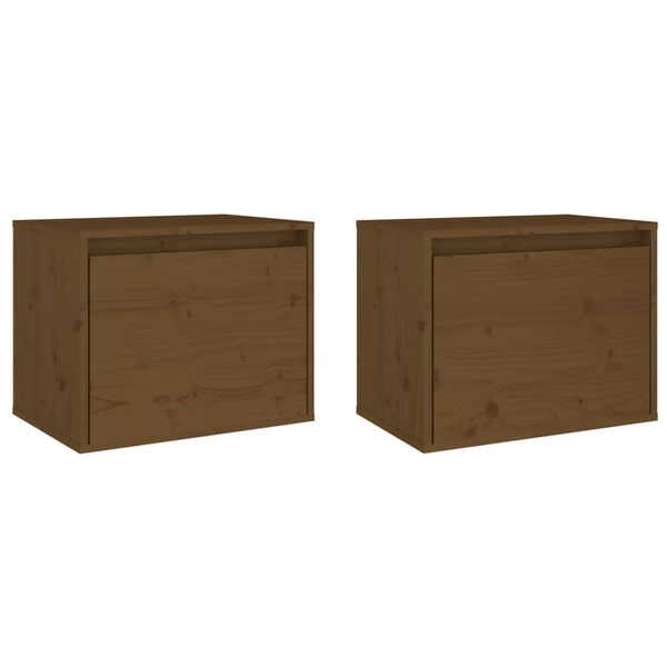 Комплект стенни шкафове vidaXL, 2 бр, меденокафяви, 45x30x35 см, бор масив, 8.05 Kg