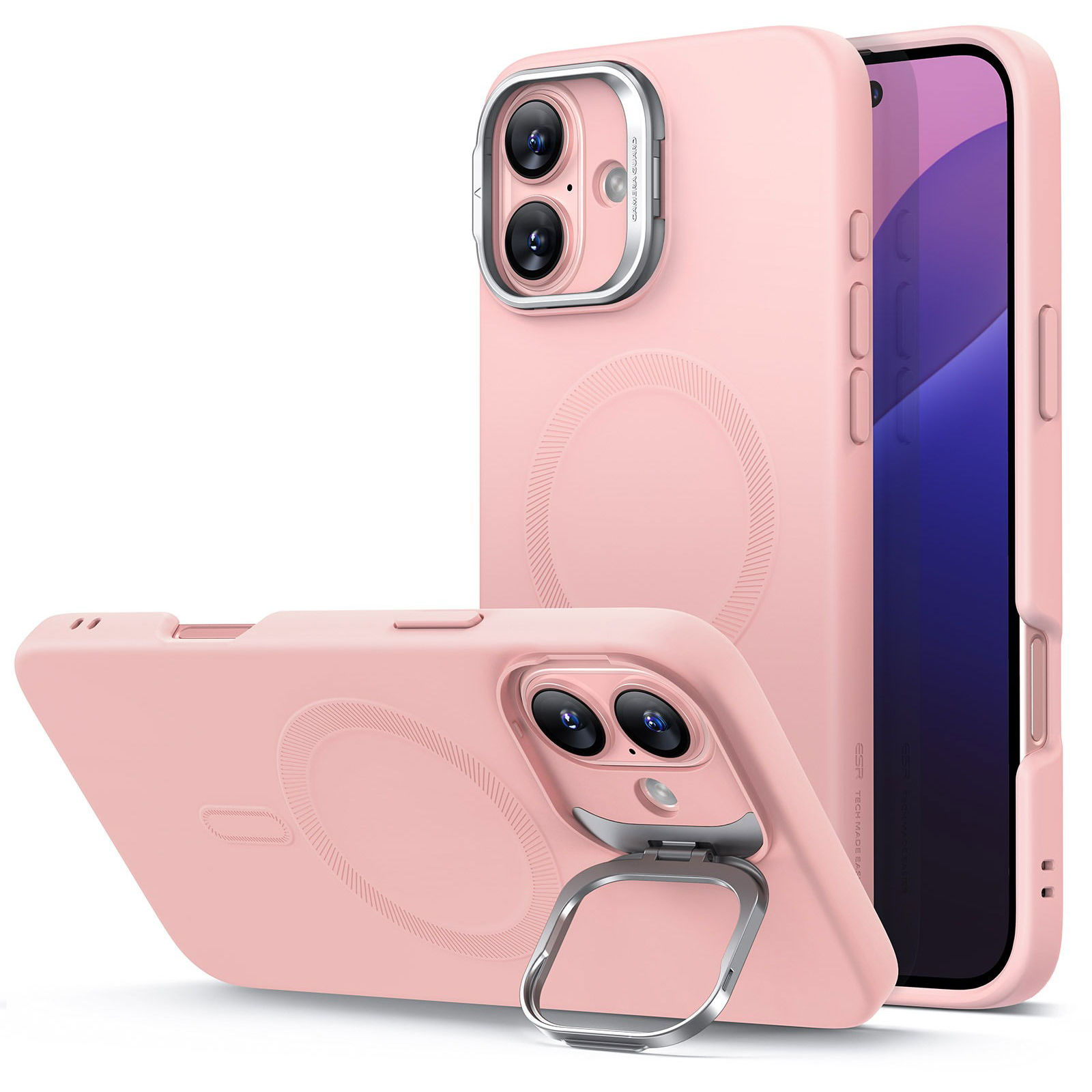 ESR Cloud Soft Case with Stash Stand (HaloLock) iPhone 16 Plus Pink tok (1A7850501)