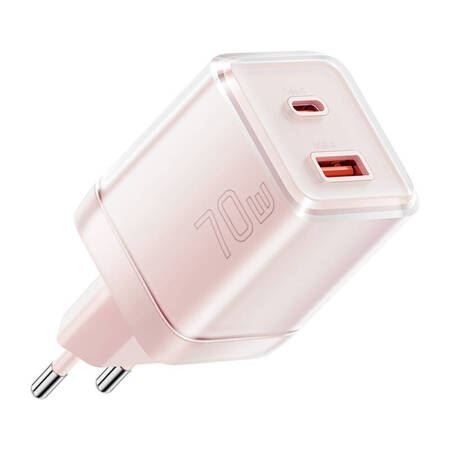 Essager EZCT70-YQB04-Z USB-A + USB-C 70W GaN hálózati töltő pink (EZCT70-YQB04-Z)