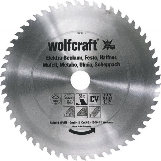 1 Disco De Sierra Circular Para Madera 56 Dientes Wolfcraft 400*30*2 Mm