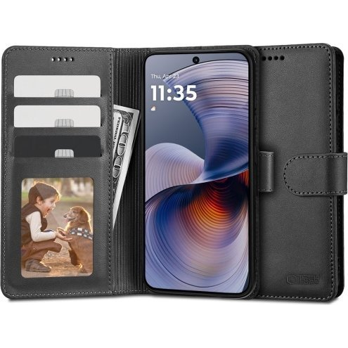 ZONE TP Wallett oldalra nyitható tok mágnes csattal Motorola Moto G55 fekete