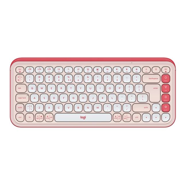 Клавиатура Logitech POP Icon Keys — 920-013073, американска международна подредба, розово-бяла