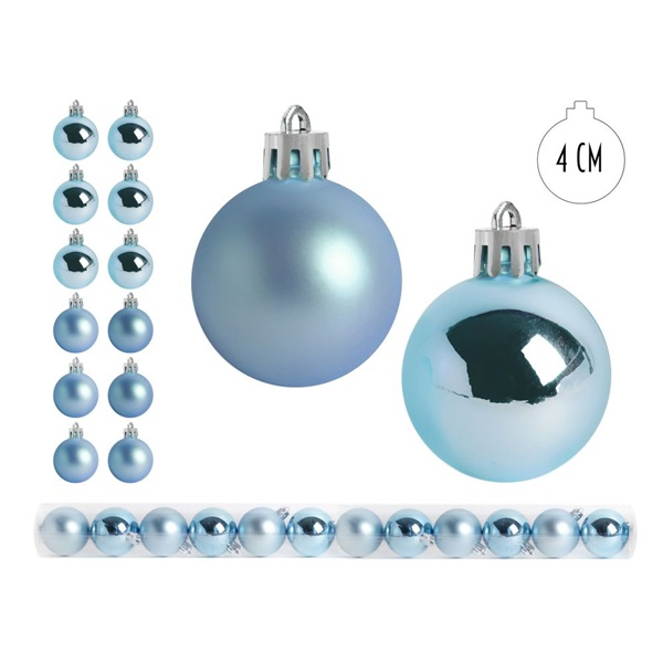IRIS karácsonyi dísz, pvc gömb azúrkék 12db 4cm (050393)