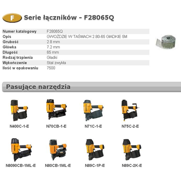 BOSTITCH NAILS F 2.80-65 P Q 7.5 m