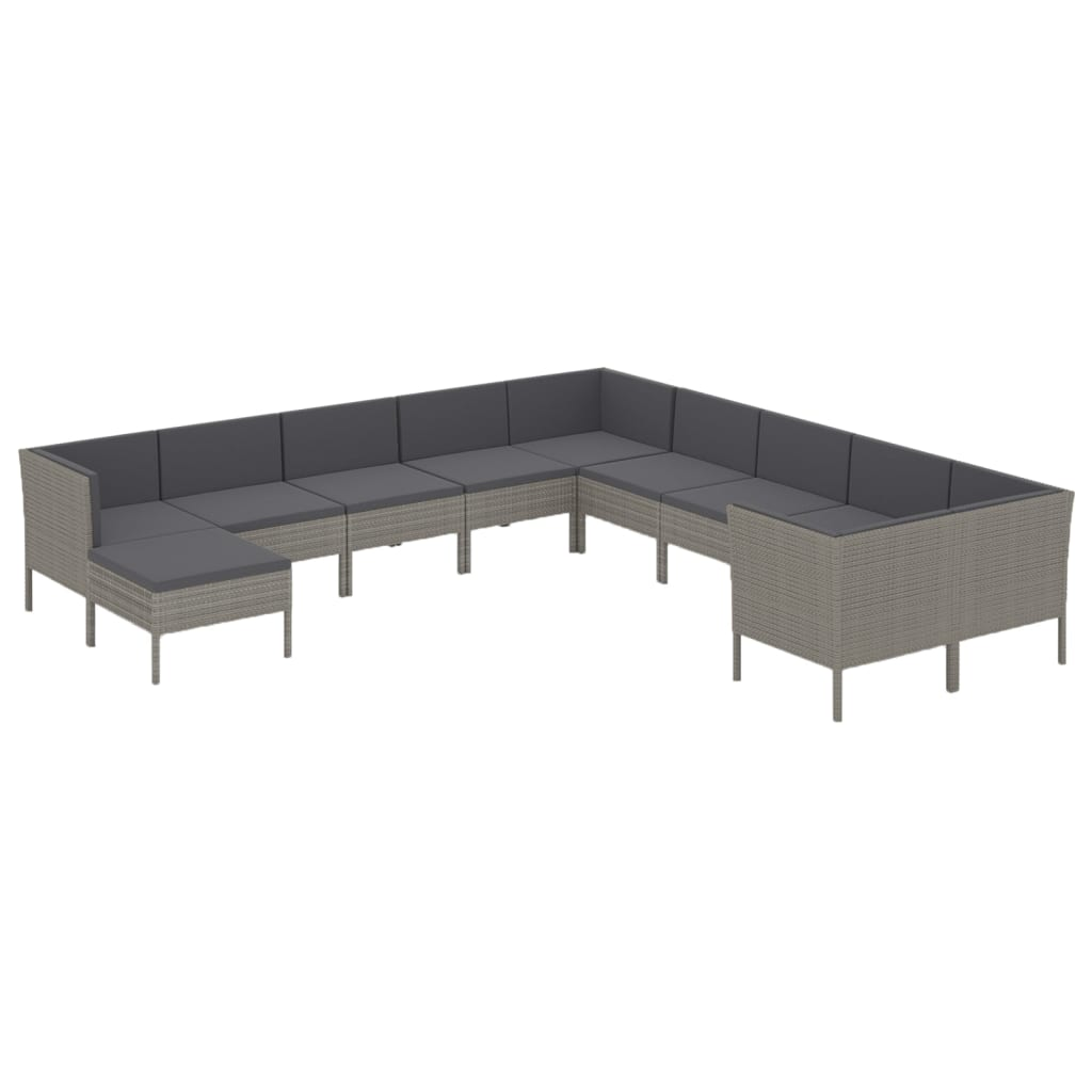 11 részes szürke polyrattan kerti ülőgarnitúra párnákkal (3094518)