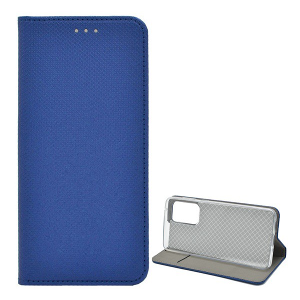 Tok álló, bőr hatású (FLIP, oldalra nyíló, asztali tartó funkció, rombusz minta) SÖTÉTKÉK [Samsung Galaxy A33 5G (SM-A336)] (5996591125237)