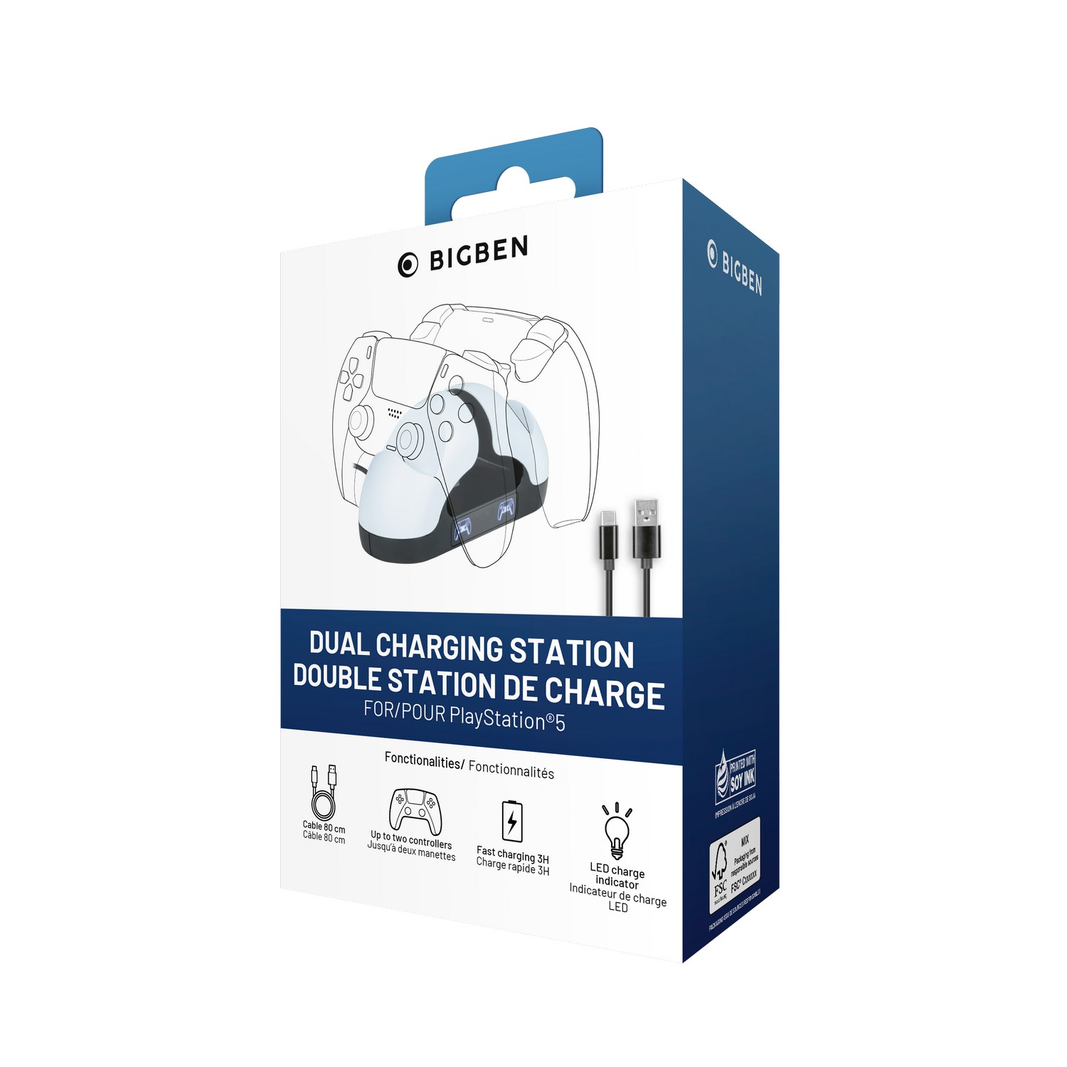 Nacon Dual V3 Dual töltő - Fekete/Fehér (PS5DUALCHARGERV3)