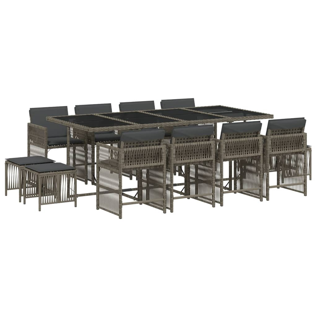 13 részes szürke polyrattan kerti ülőgarnitúra párnákkal (3211700)