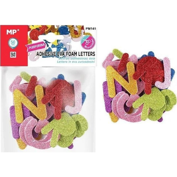 Naklejki z pianki literki brokat 50mm