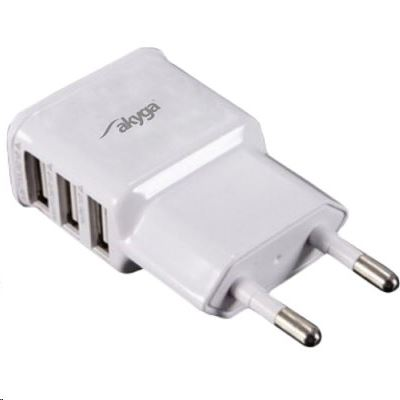 AKYGA Nabíjačka sieťová AK-CH-05 15W 3x USB-A 5V / 3.1A biela (AK-CH-05)
