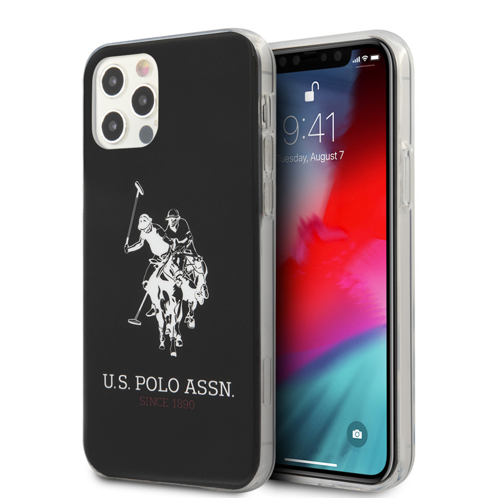 U.S. Polo Big Horse Apple iPhone 12/12 Pro Műanyag Tok - Fekete/Mintás (USHCP12MTPUHRBK)