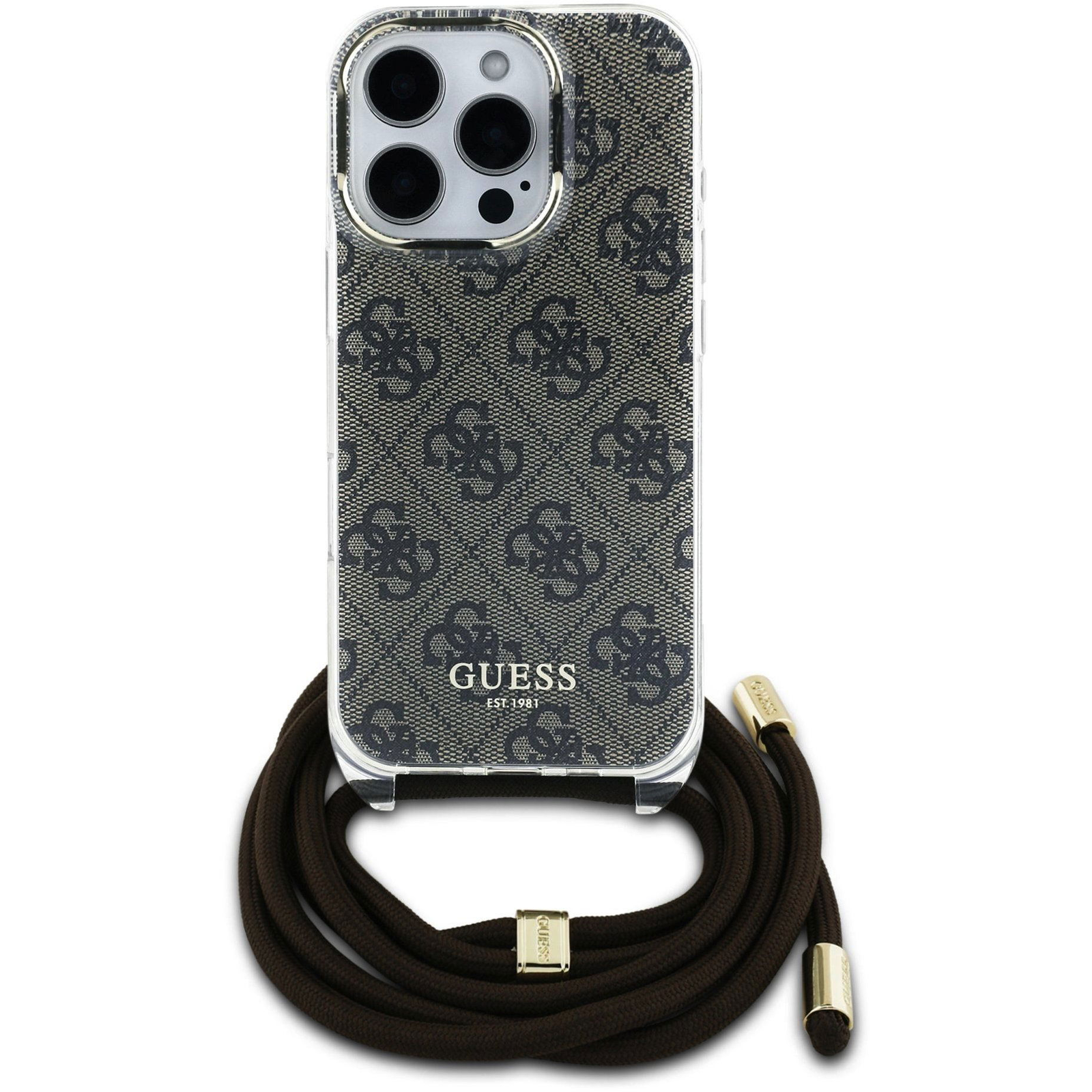 Guess IML 4G Printed Crossbody iPhone 16 Pro barna keresztpántos tok (GUHCP16LHC4SEW)