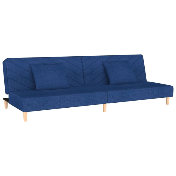 Sofá Cama De 2 Plazas Con Dos Almohadas Tela Azul Vidaxl