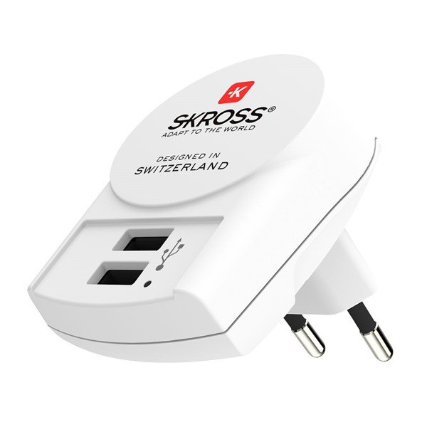 SKROSS hálózati töltő 2 USB aljzat (5V / 2400mA) FEHÉR (1.302421) (1.302421)